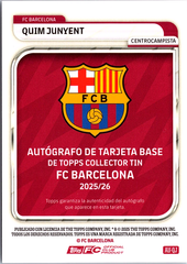 Quim Junyent Topps FC Barcelona Collector Tin - Autographs AU-QJ NM (Back)
