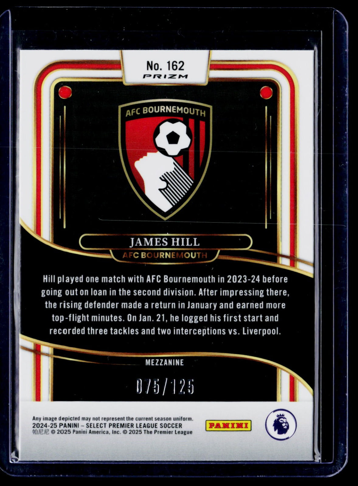 James Hill Panini Select Premier League - Bronze Checker 162 NM