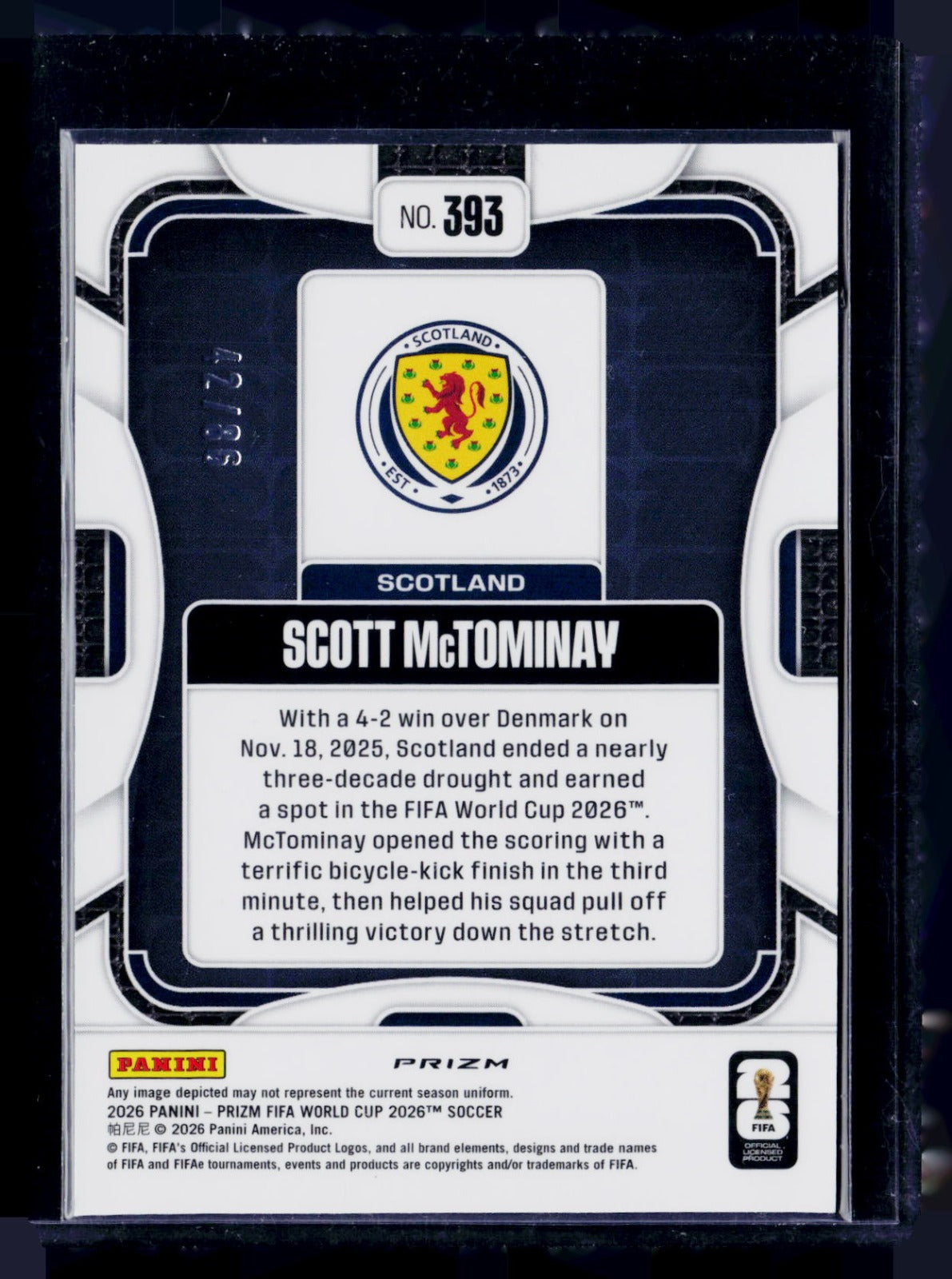 Scott McTominay Panini Prizm FIFA World Cup Maple Leaf 393 NM