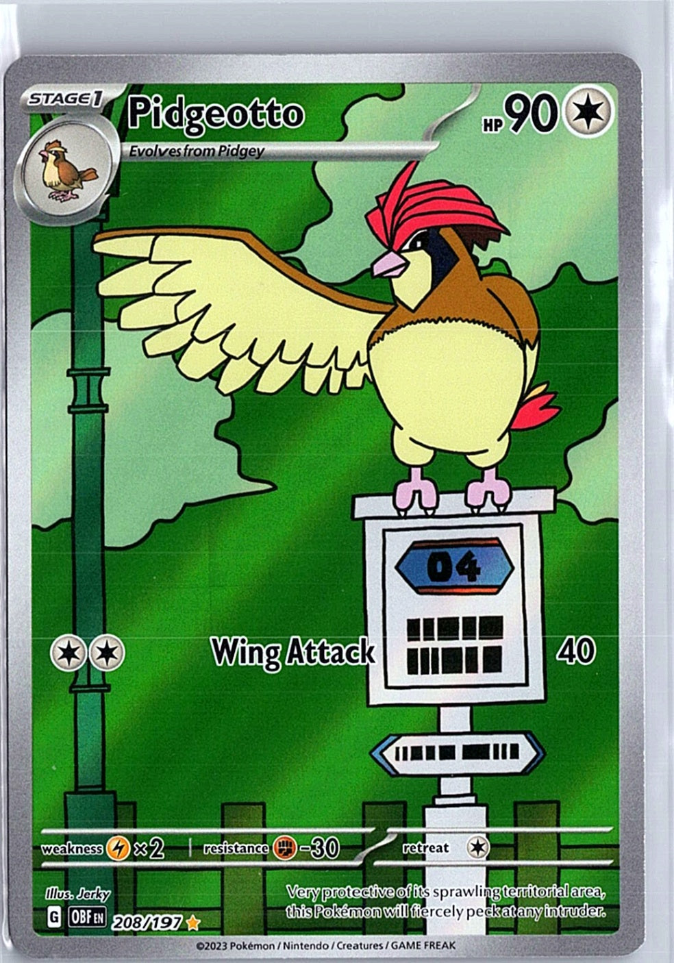 Pidgeotto Illustration Rare SV03: Obsidian Flames 208/197 NM
