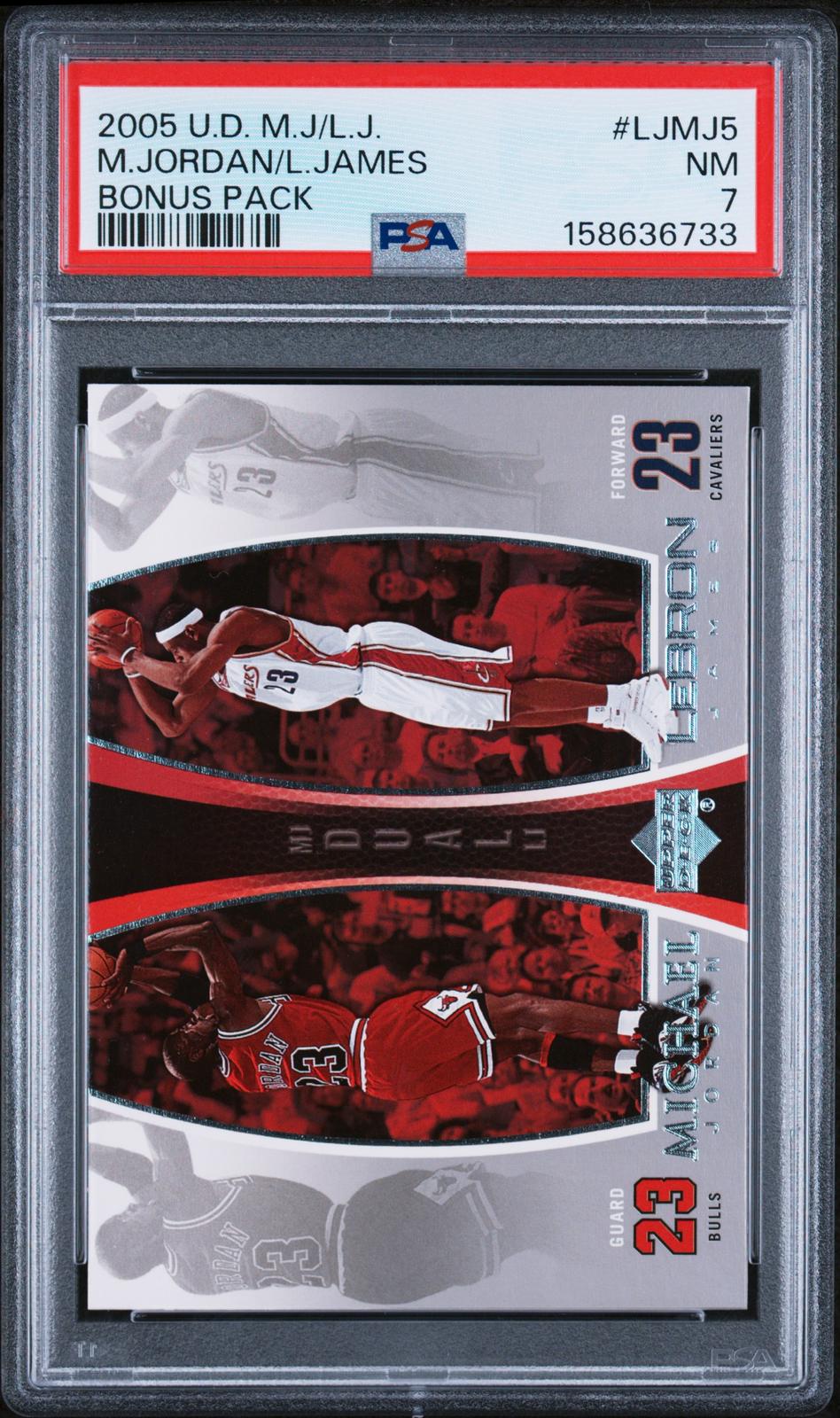 2005 Upper Deck Mj/Lj Bonus Pack #LJMJ5 M.Jordan/L.James Bonus Pack PSA 7