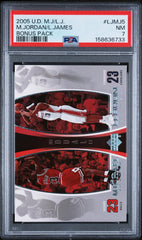 2005 Upper Deck Mj/Lj Bonus Pack #LJMJ5 M.Jordan/L.James Bonus Pack PSA 7