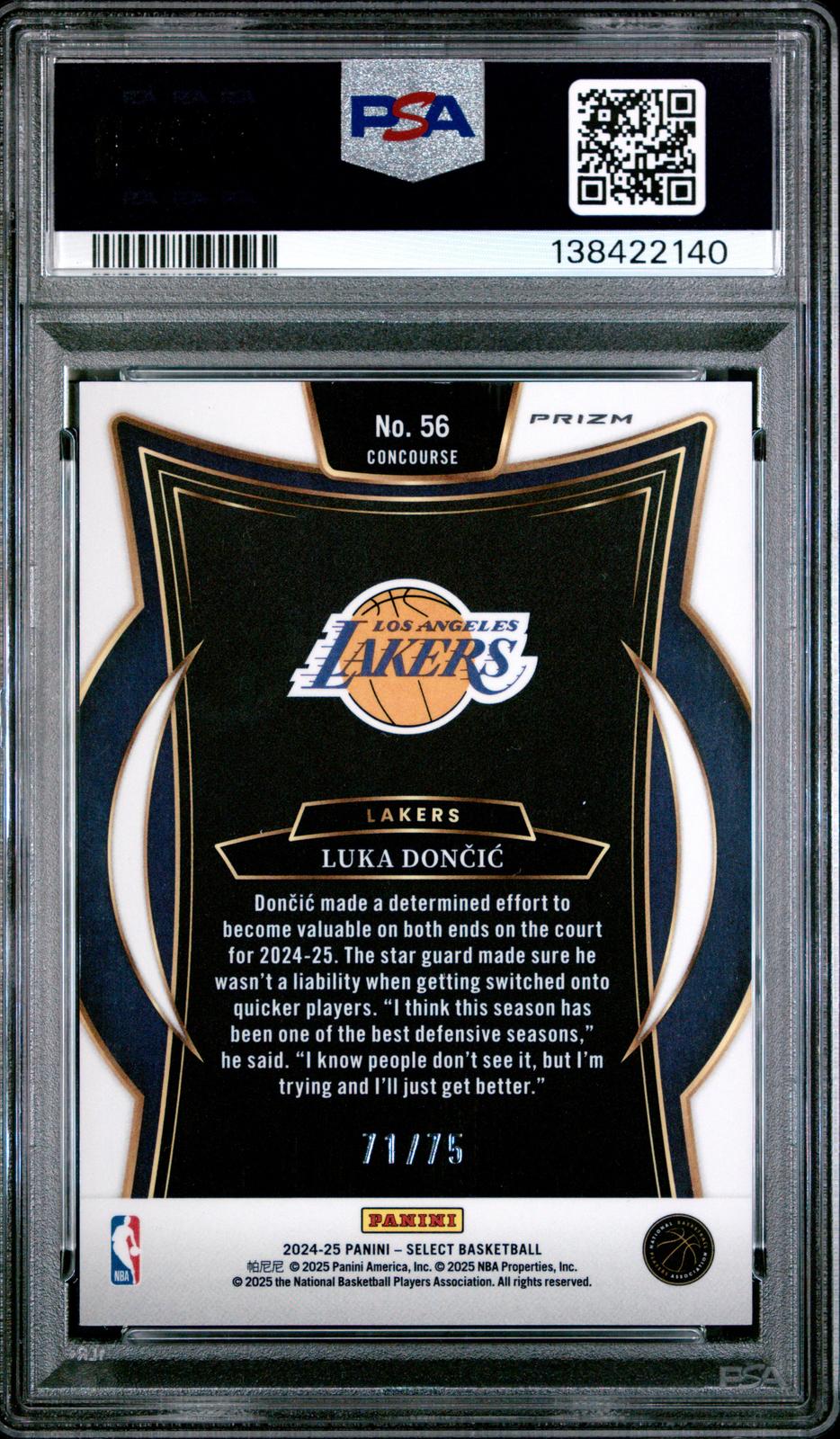 2024 Panini Select #56 Luka Doncic White Disco PSA 9