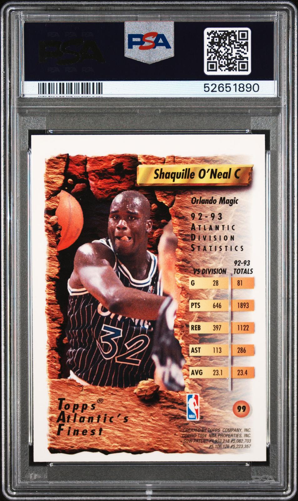 1993 Finest #99 Shaquille O'Neal PSA 8