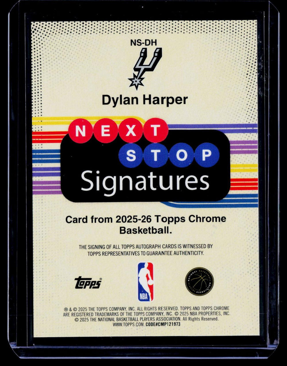 2025-26 Topps Chrome #NS-DH Dylan Harper Next Stop Signatures