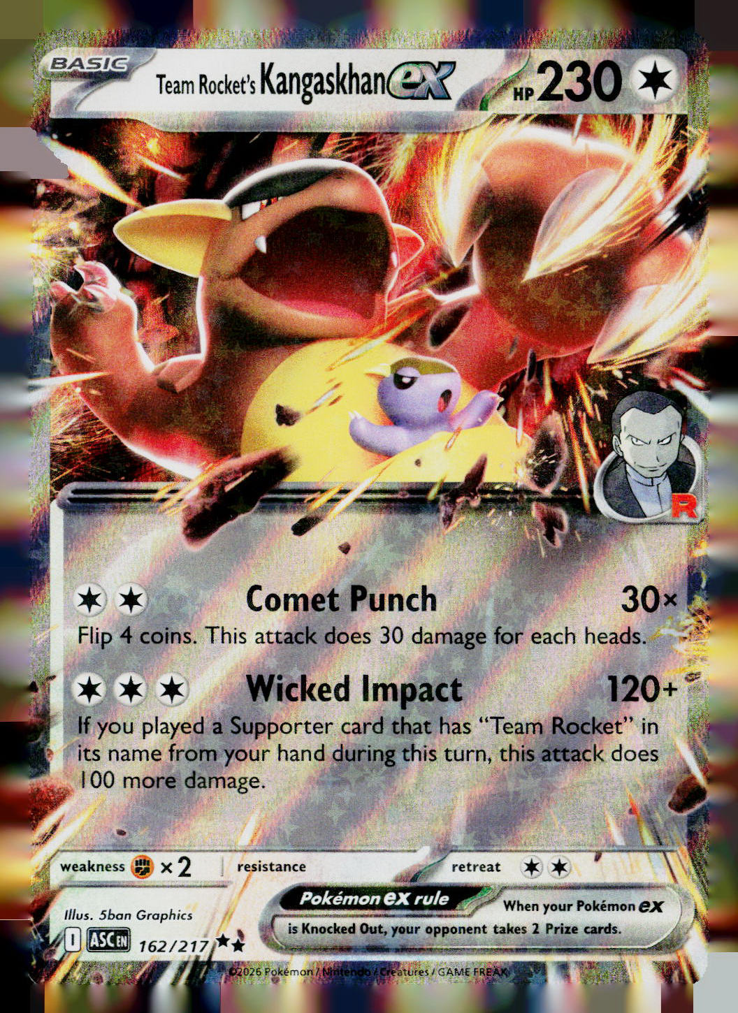 Team Rocket's Kangaskhan ex ASC 162/217 Holo NM