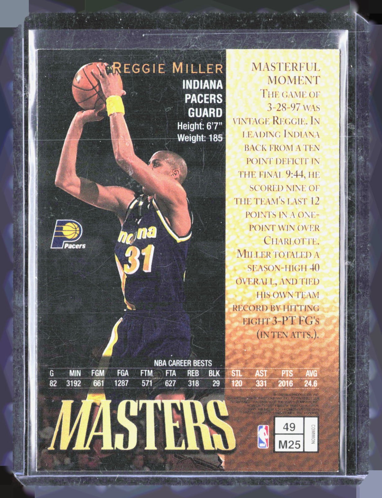 1997-98 Finest Reggie Miller 49 Basketball Indiana Pacers