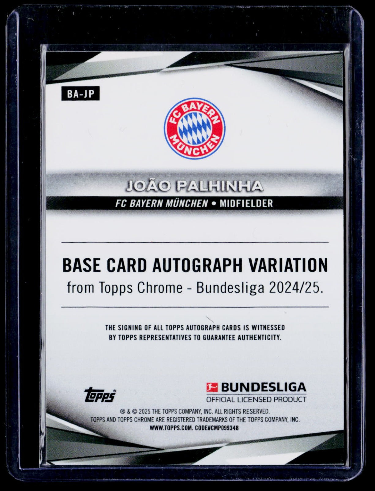 João Palhinha Topps Chrome Bundesliga - Base Autographs Gold Lava BA-JP NM