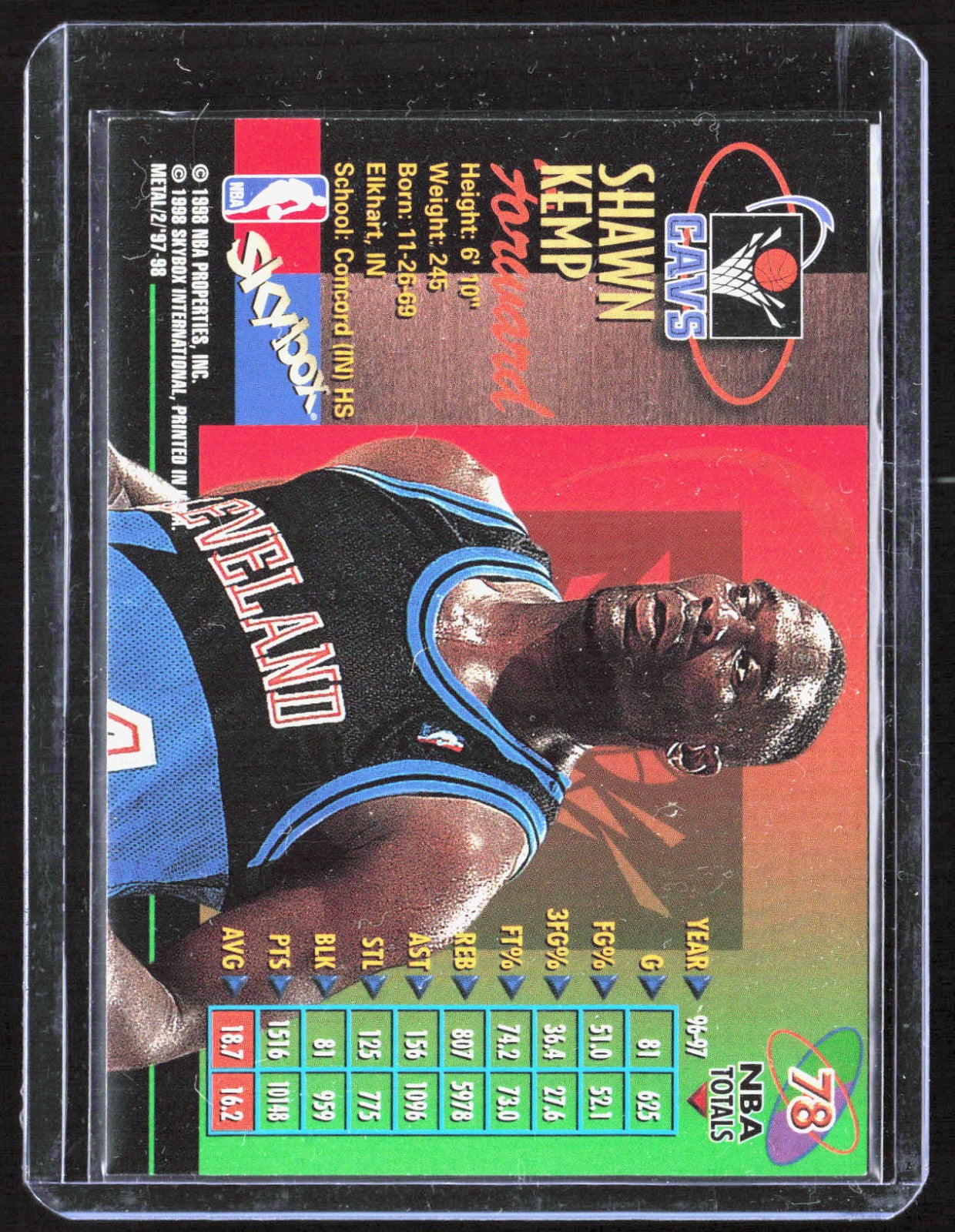 1997-98 Metal Universe Championship Shawn Kemp 78 Basketball Cleveland Cavaliers