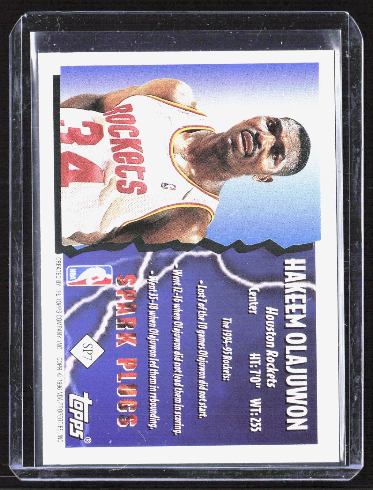 1995-96 Topps - Spark Plugs Hakeem Olajuwon SP7 Basketball Houston Rockets