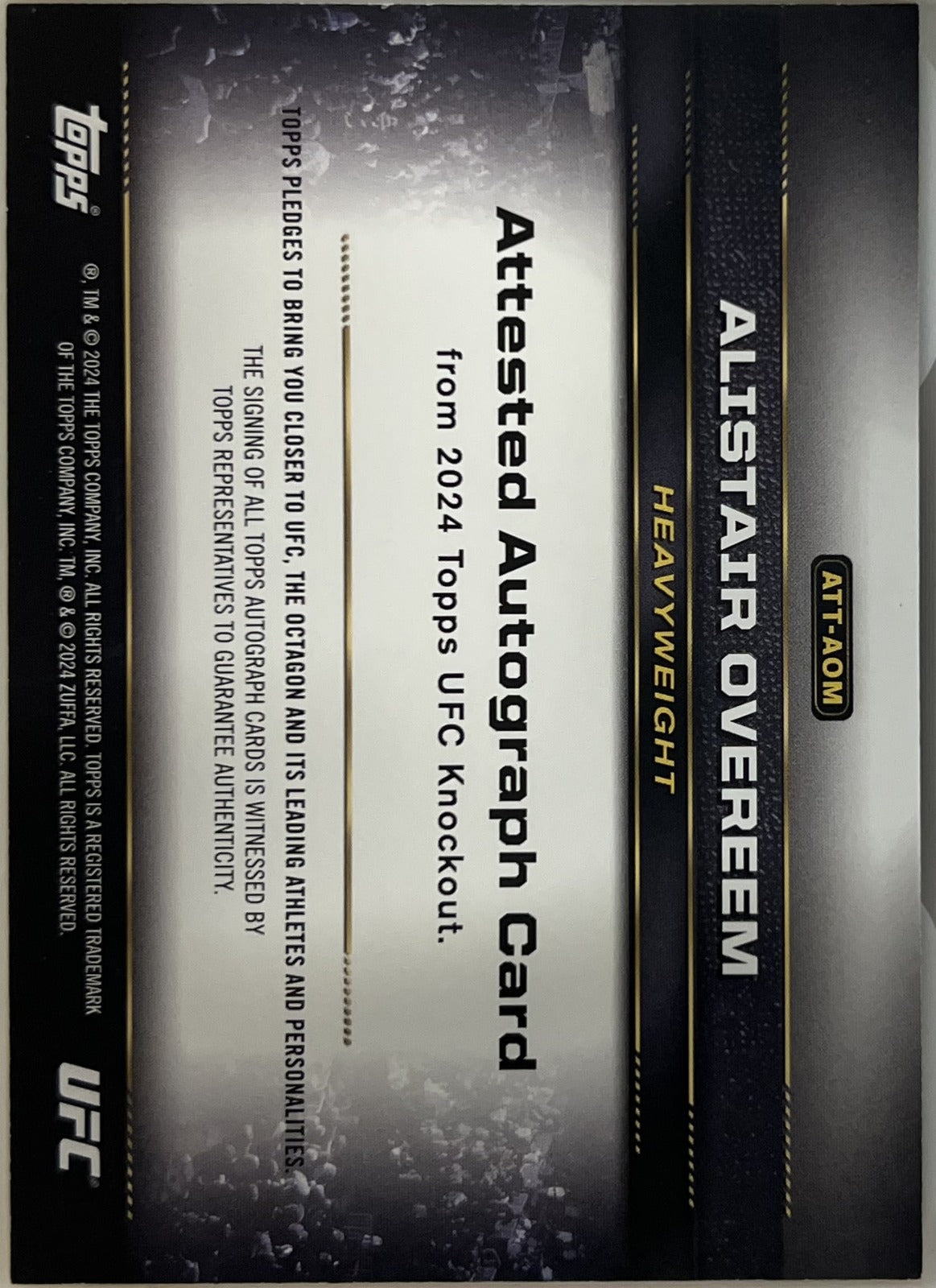 Alistair Overeem Topps Knockout UFC - Attested Autographs ATT-AOM NM (Back)