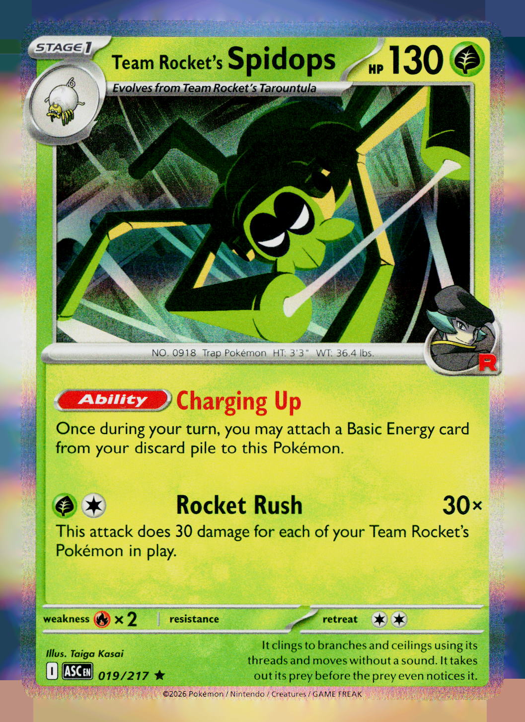 Team Rocket's Spidops ASC 019/217 Holo NM