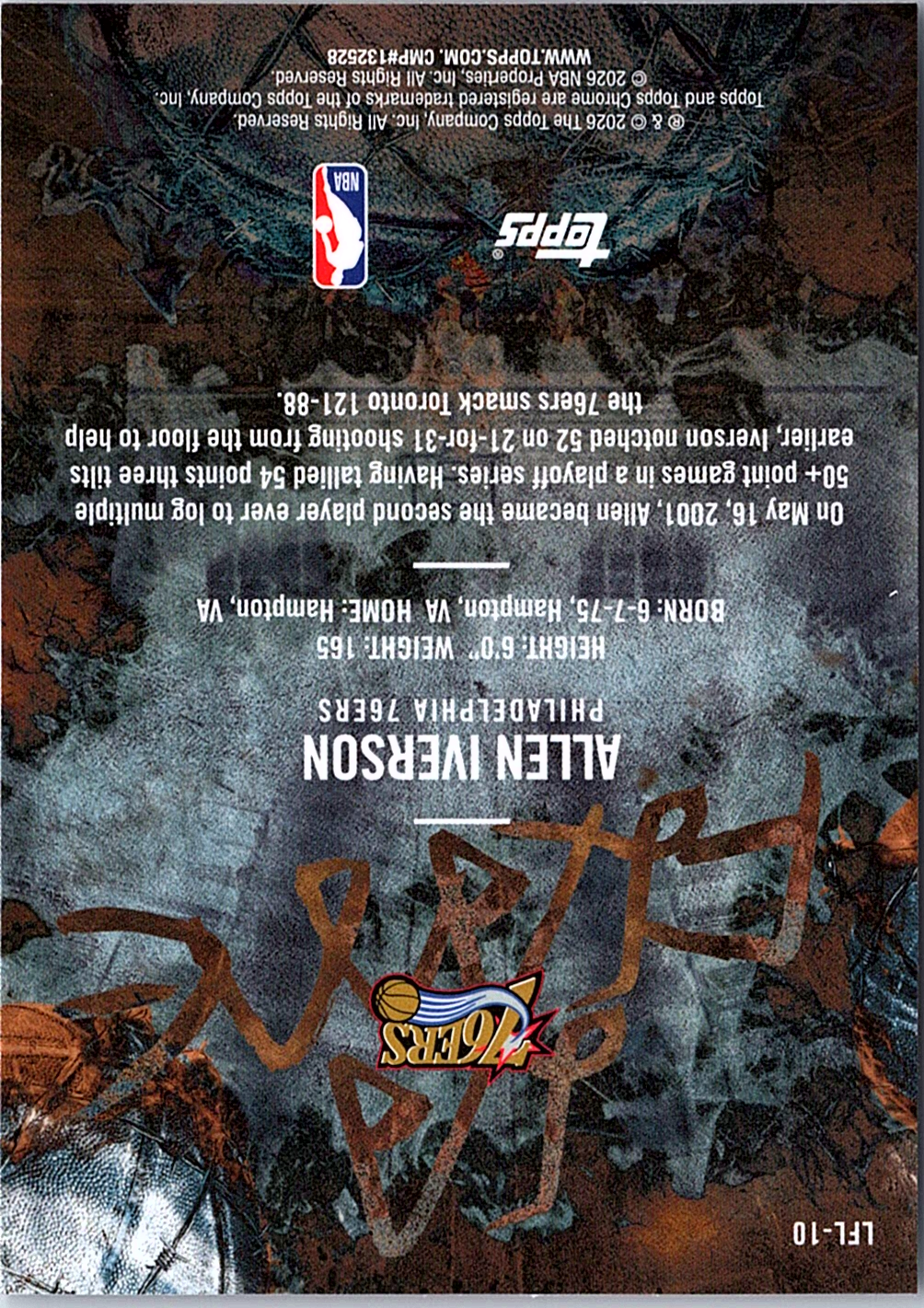 Allen Iverson Cactus Jack - La Flame Legends LFL-10 NM (Back)