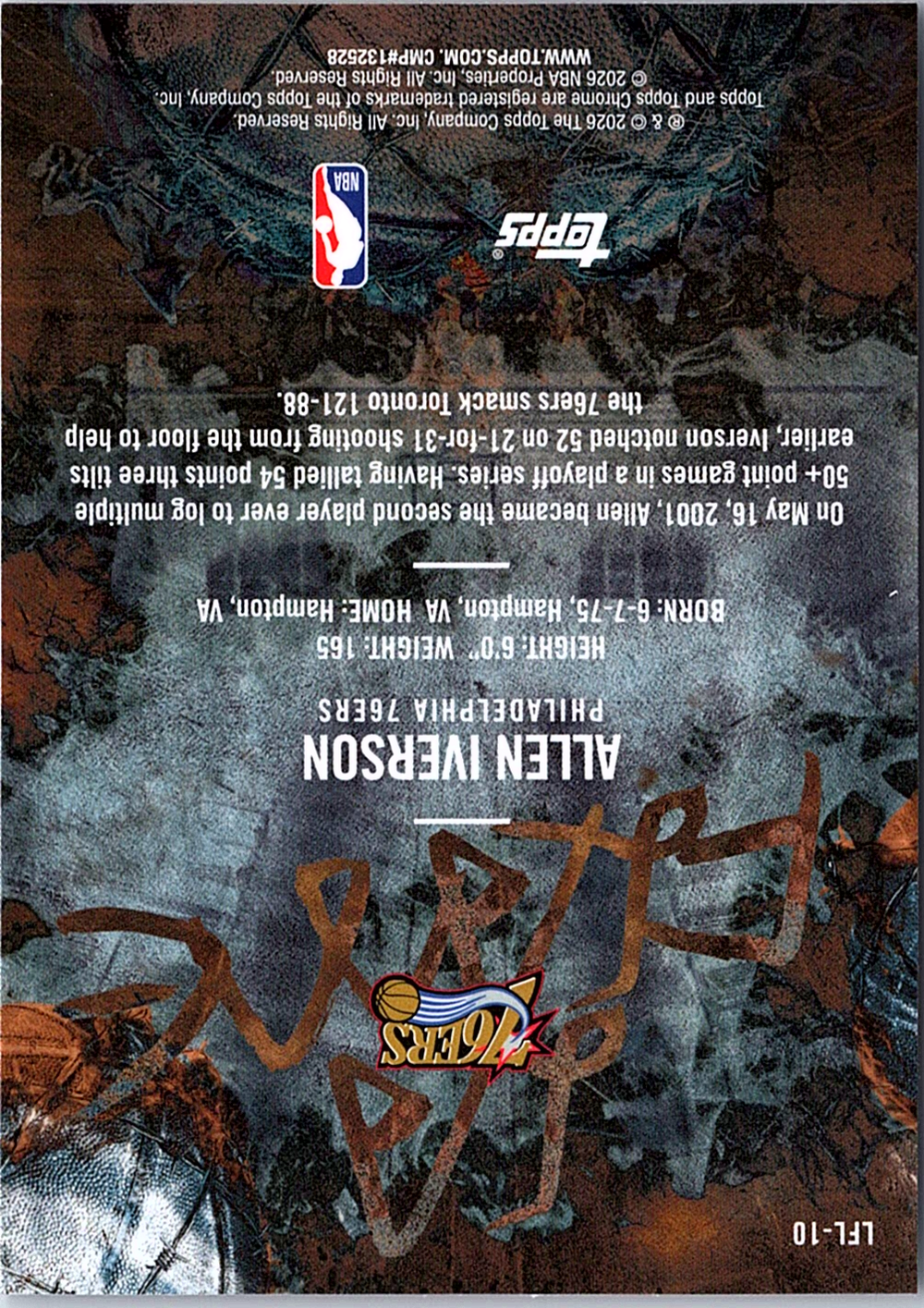 Allen Iverson Cactus Jack - La Flame Legends LFL-10 NM (Back)