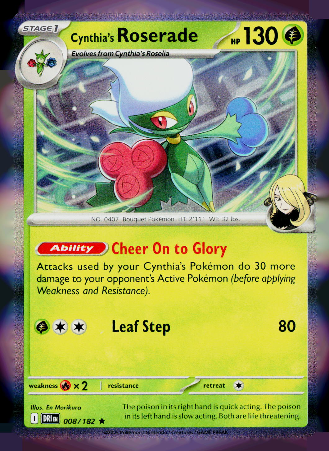 Cynthia's Roserade DRI 008/182 Holo NM