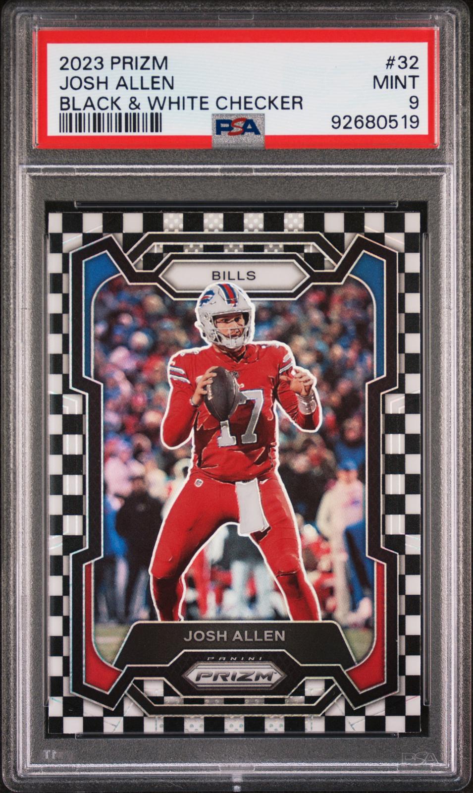 2023 Panini Prizm #32 Josh Allen Black & White Checker PSA 9