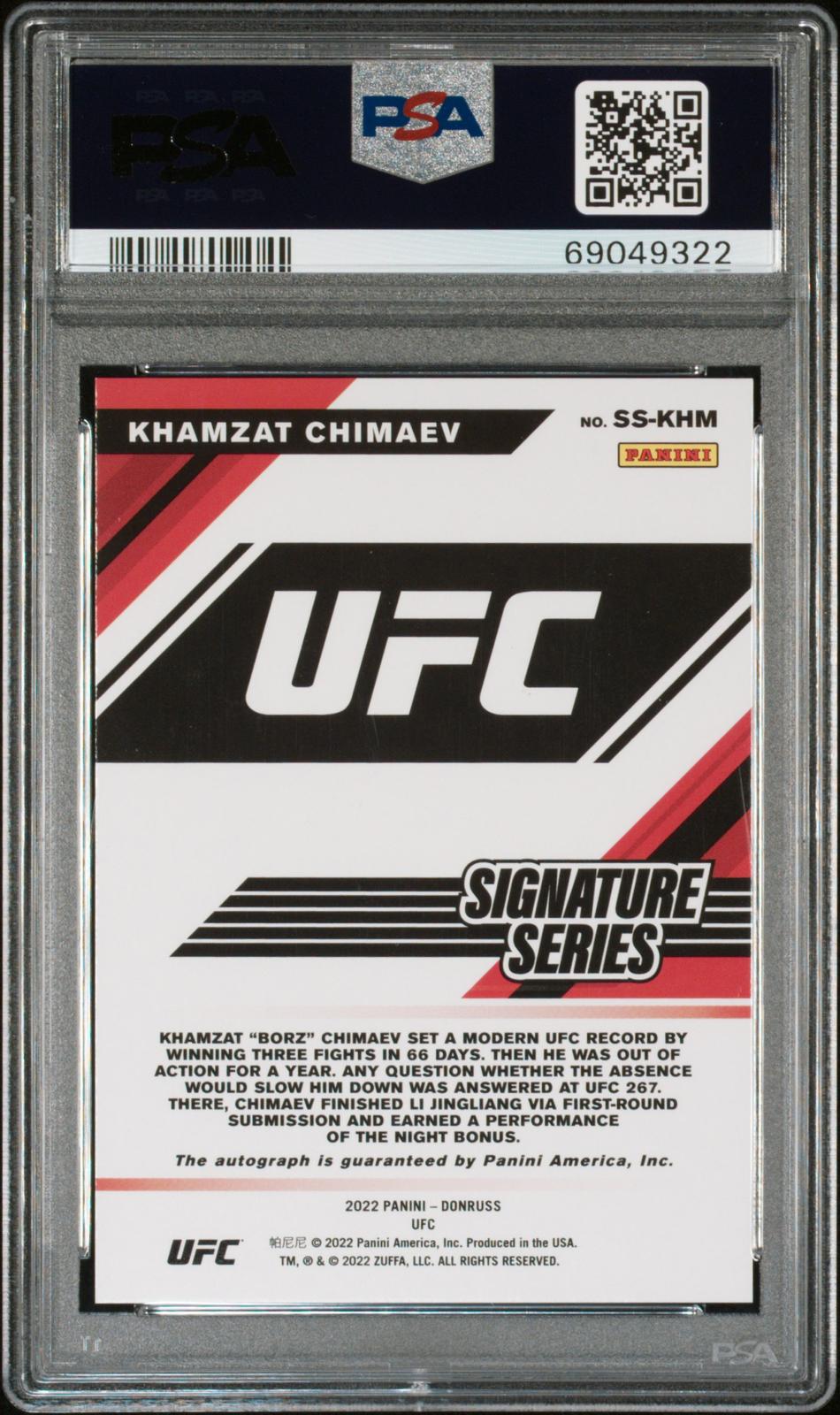 2022 Panini Donruss Ufc Signature Series #SSKHM Khamzat Chimaev PSA 9
