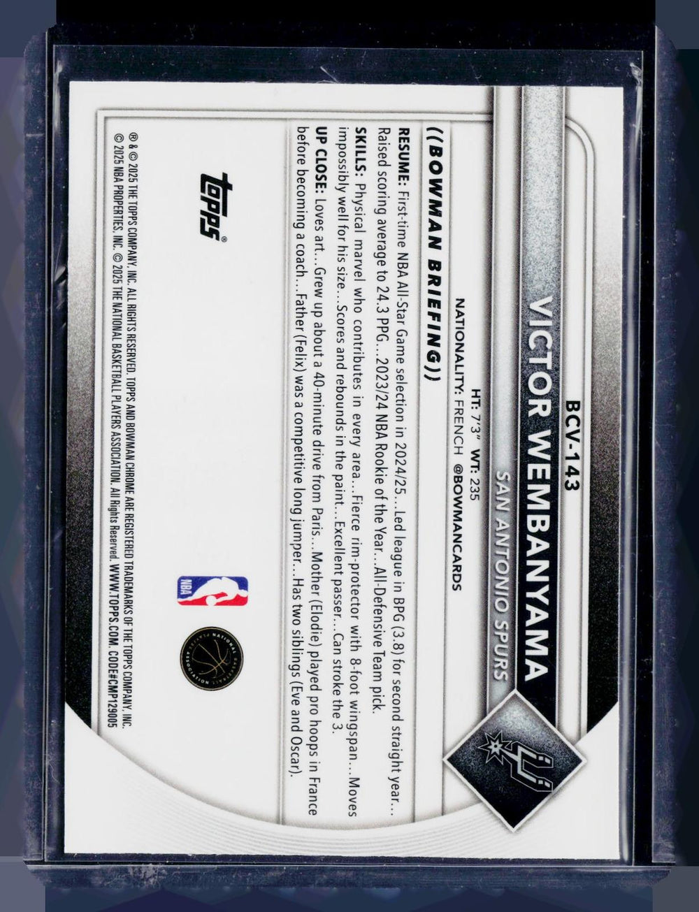 2025-26 Bowman #BCV-143 Victor Wembanyama Chrome Mojo Refractor