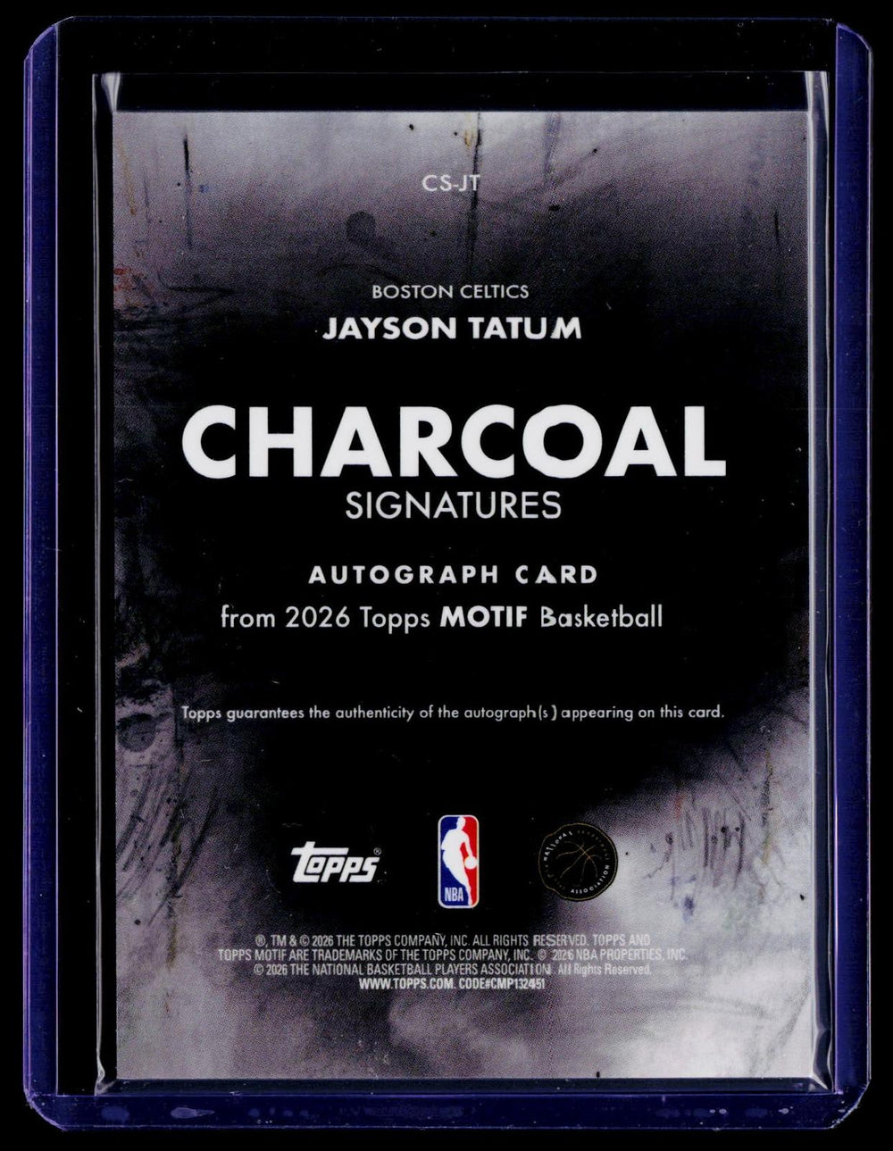2025-26 Topps Motif #CS-JT Jayson Tatum Charcoal Signatures Cadmium Orange #/25
