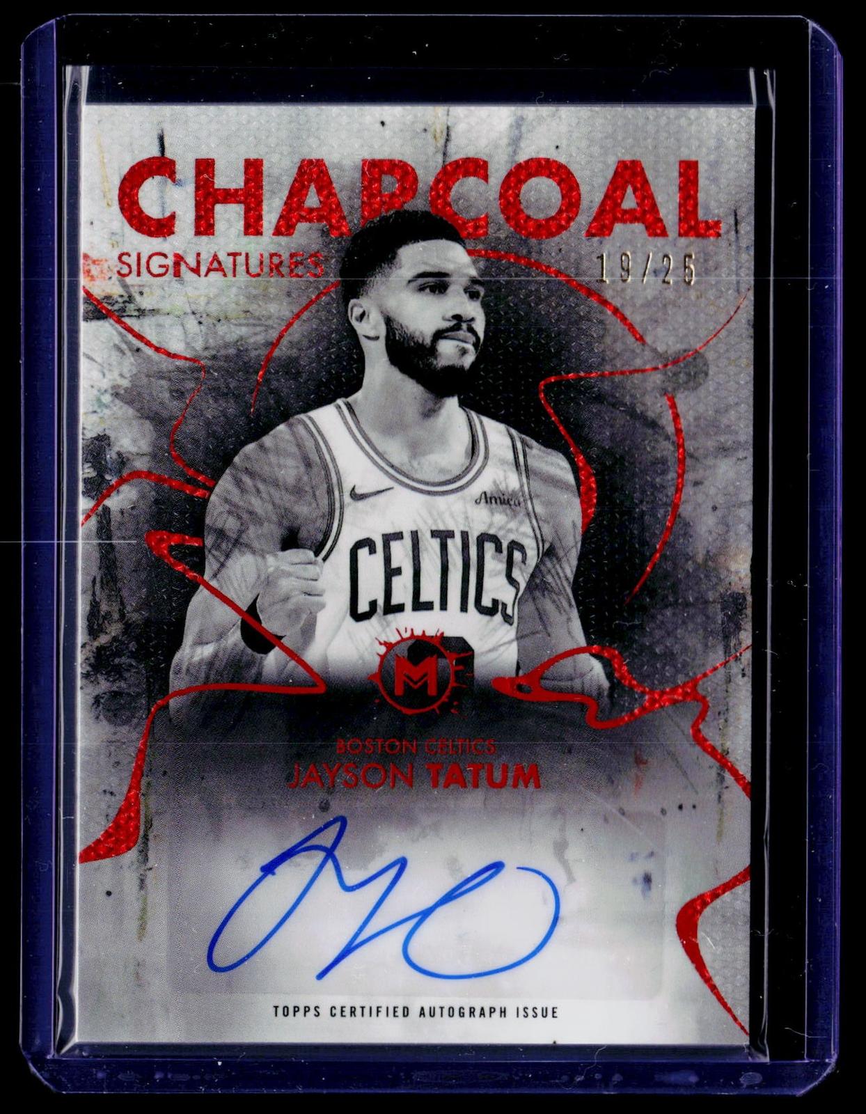 2025-26 Topps Motif #CS-JT Jayson Tatum Charcoal Signatures Cadmium Orange #/25