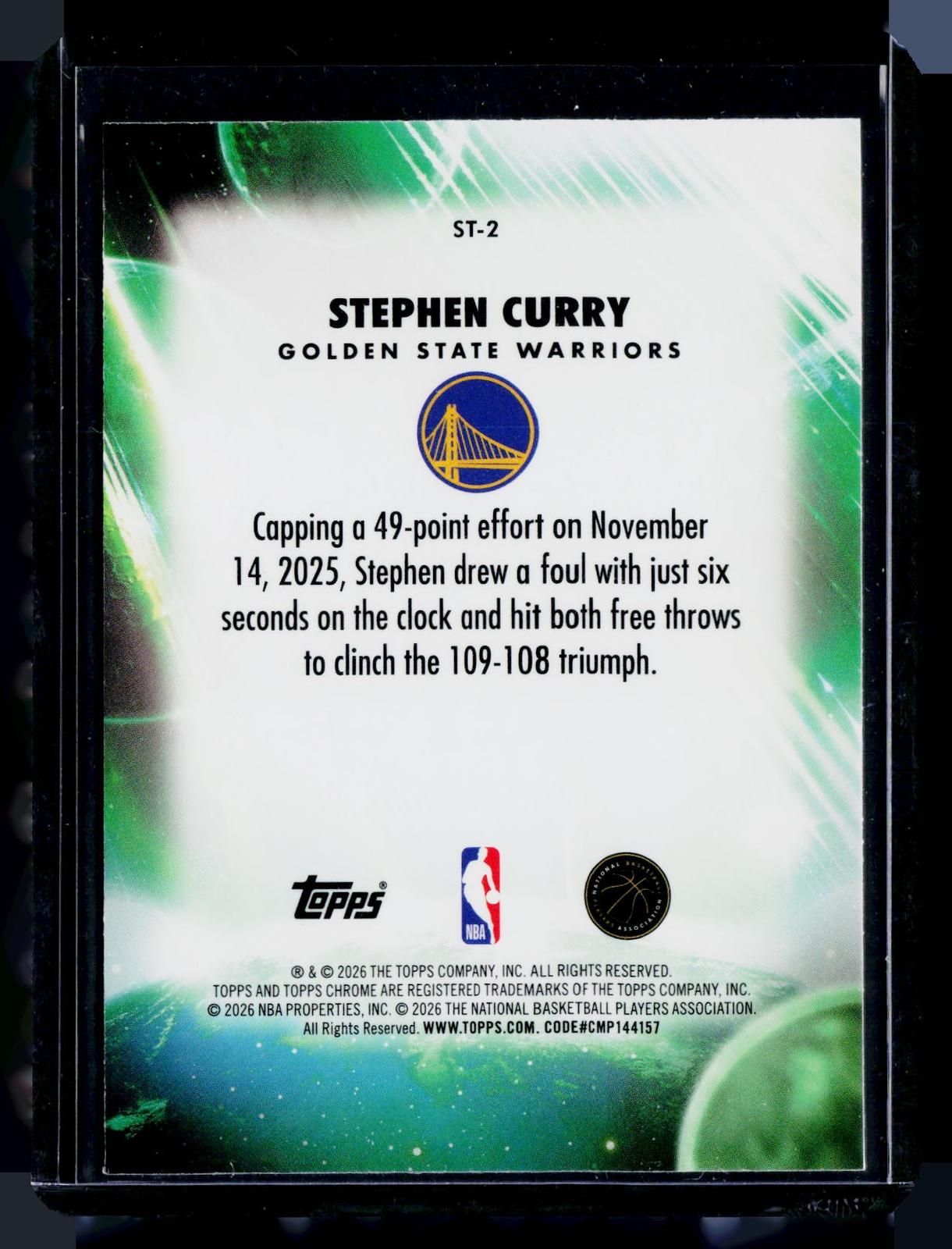 2025-26 Topps Chrome Update #ST-2 Stephen Curry Stratospheric Stars