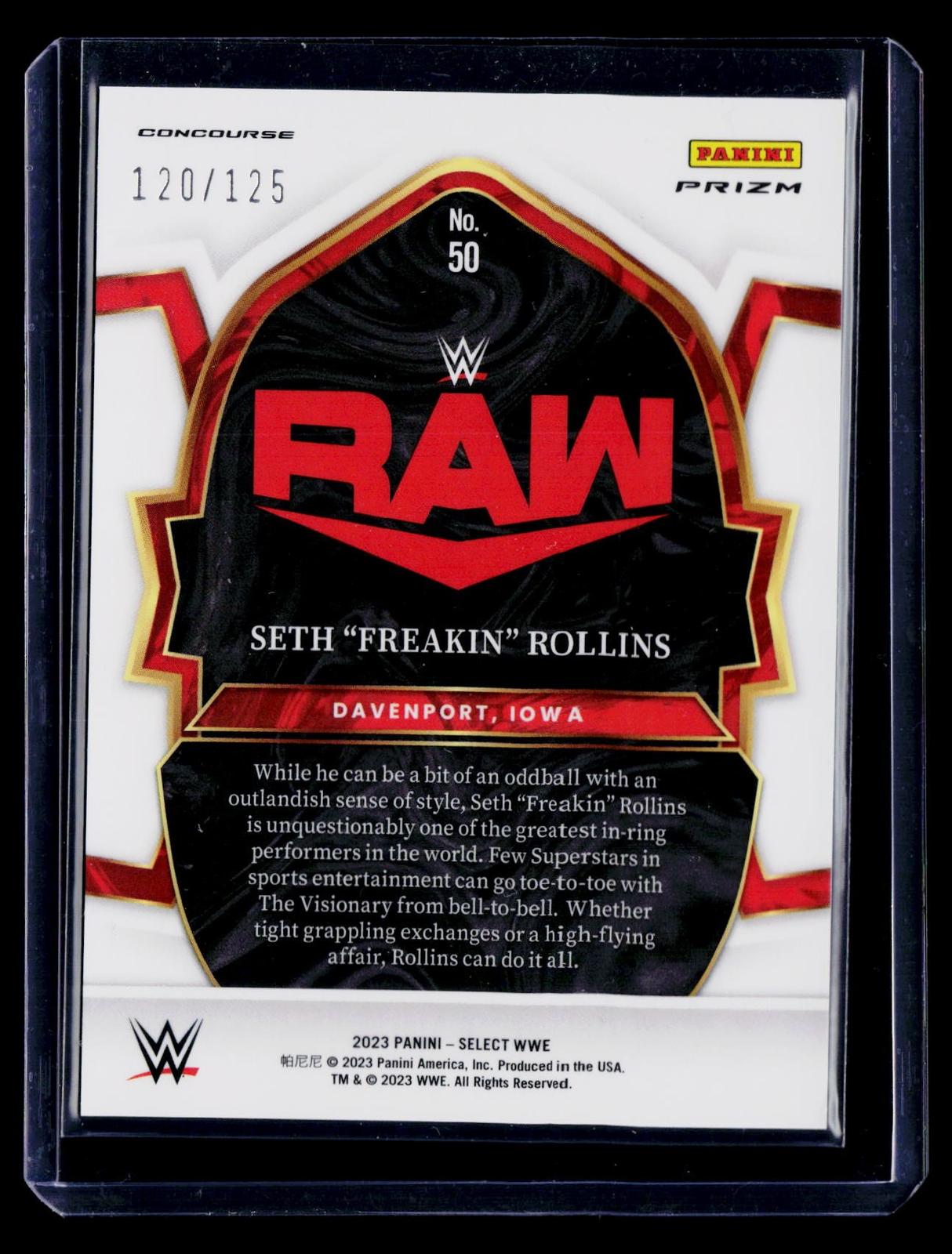 2023 Panini Select WWE #50 Seth “Freakin” Rollins White Prizm #/125