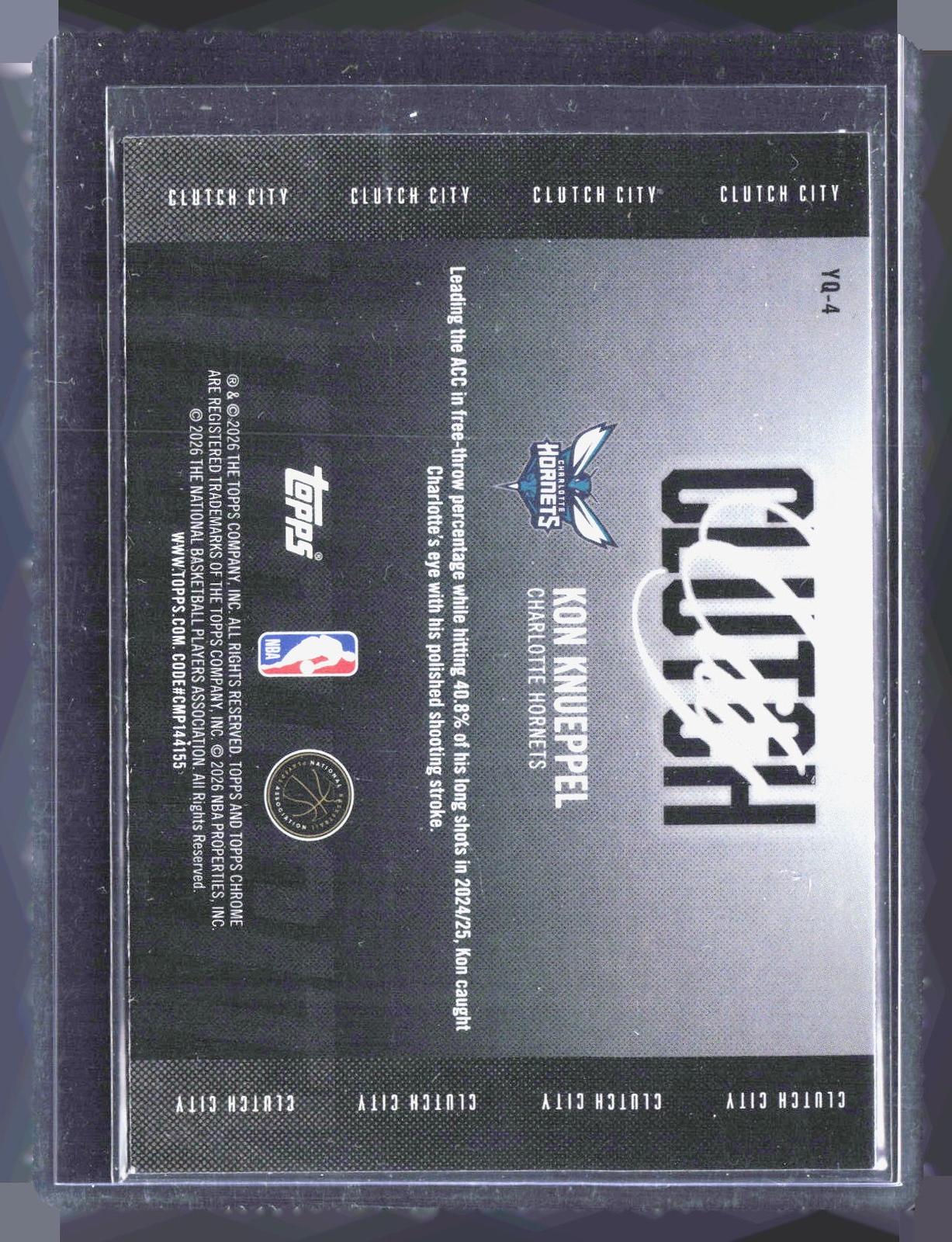 2025-26 Topps Chrome Update #YQ-4 Kon Knueppel Clutch City RC