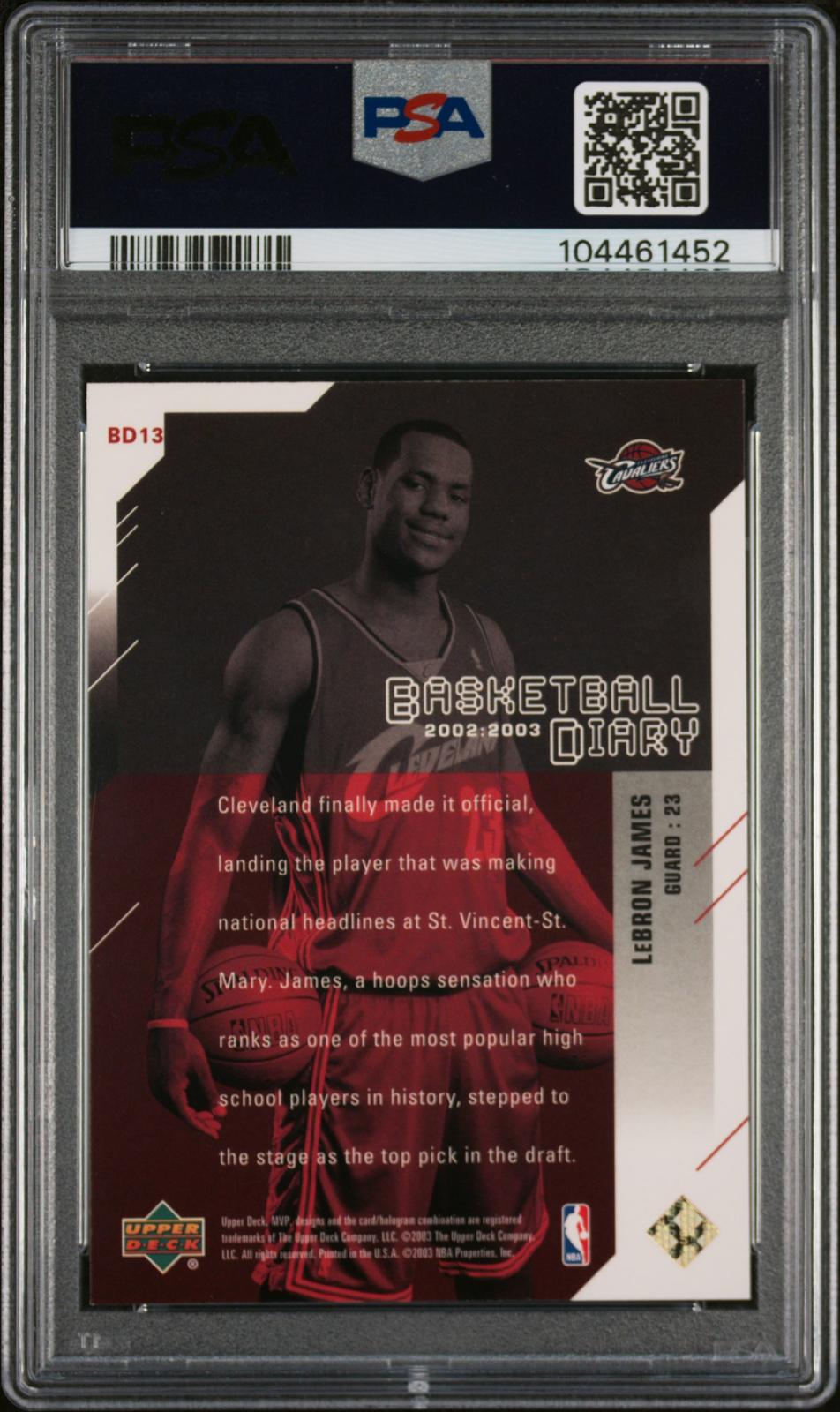 2003 Upper Deck Mvp Basketball Diary #BD13 Lebron James Basketball Diary PSA 8