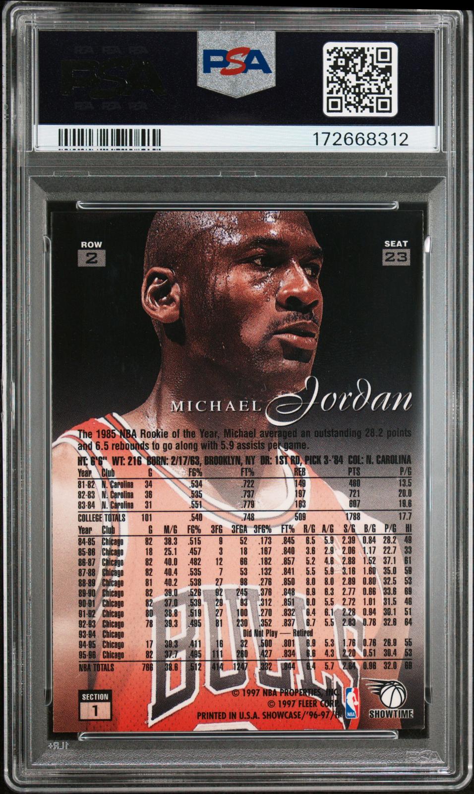 1996 Flair Showcase #23 Michael Jordan Row 2 PSA 8