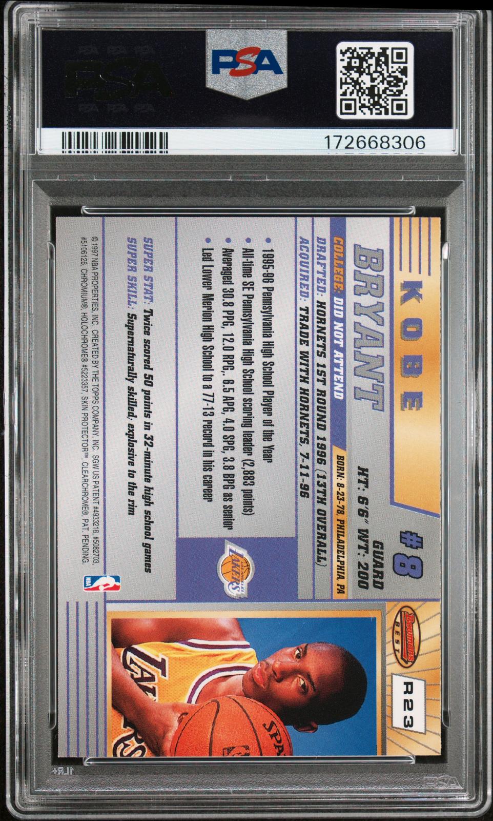 1996 Bowman'S Best Rookie #R23 Kobe Bryant PSA 9