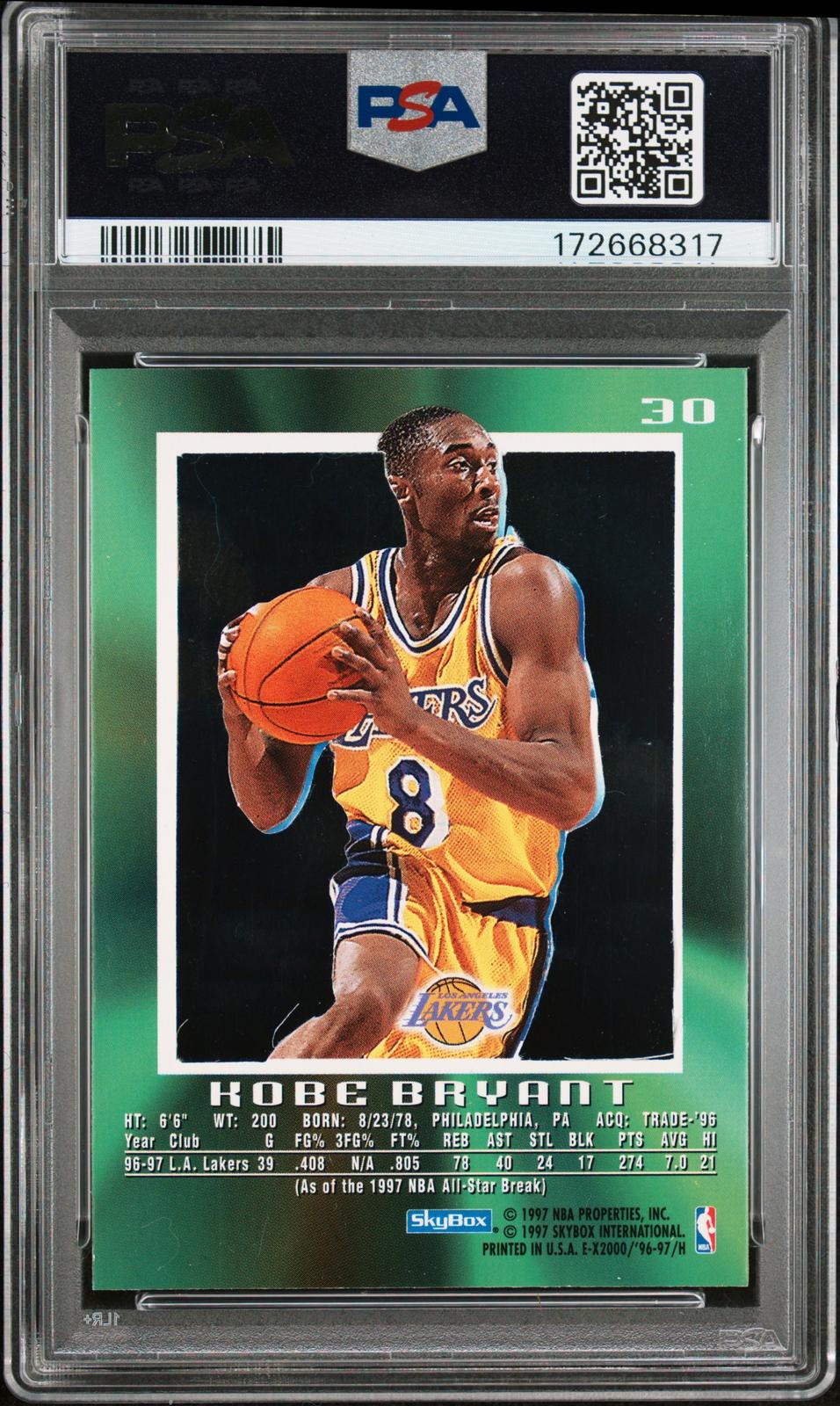 1996 Skybox E-X2000 #30 Kobe Bryant PSA 6