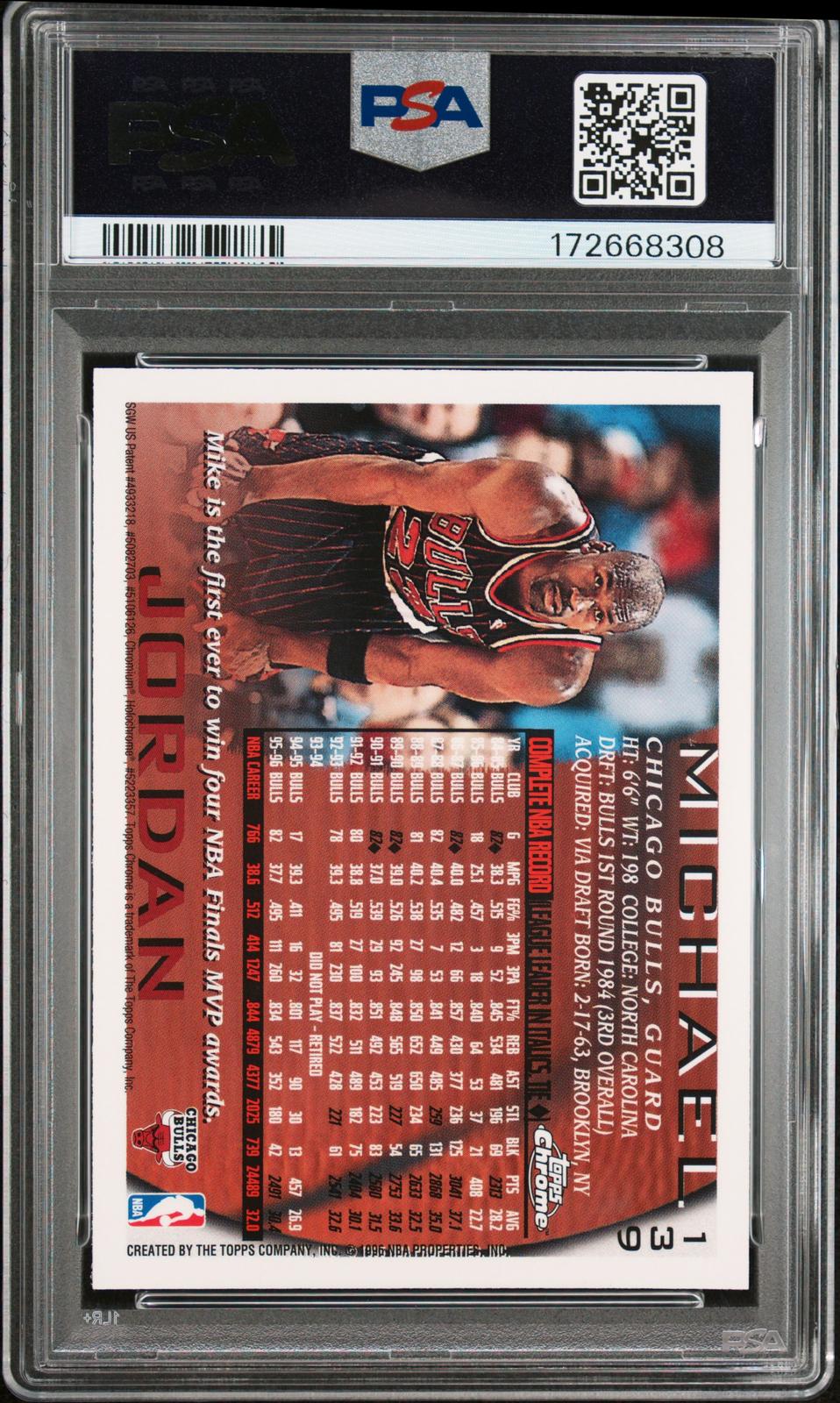 1996 Topps Chrome #139 Michael Jordan PSA 8