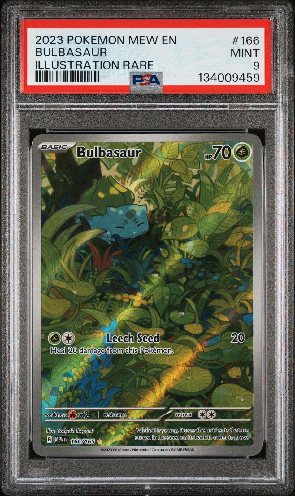 2023 Pokemon Mew En-151 #166 Bulbasaur Illustration Rare PSA 9