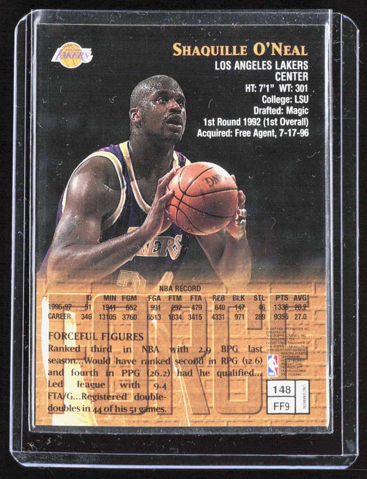 1997-98 Finest Shaquille O'Neal 148 Basketball Los Angeles Lakers