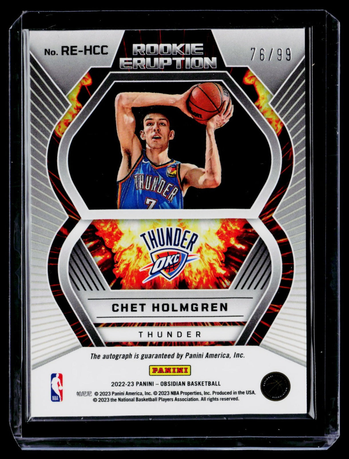 Chet Holmgren Panini Obsidian - Rookie Eruption Autographs RE-HCC NM