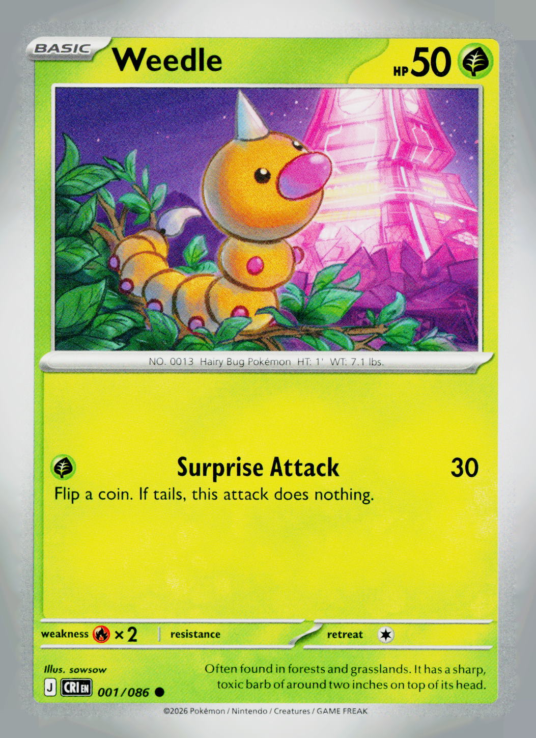 Weedle CRI 001/086 NM