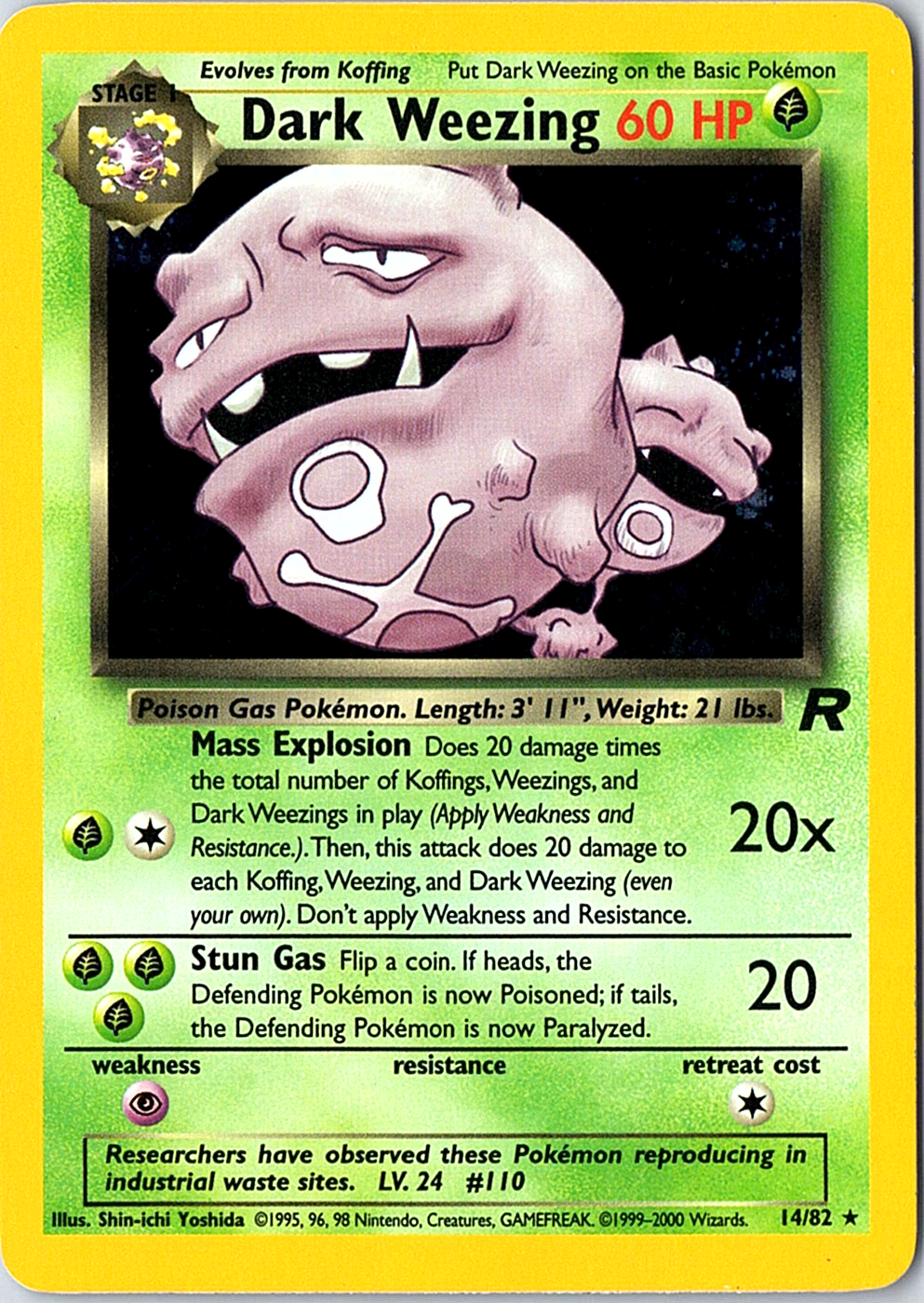 Dark Weezing (14) Holo Rare Team Rocket 14/82 LP
