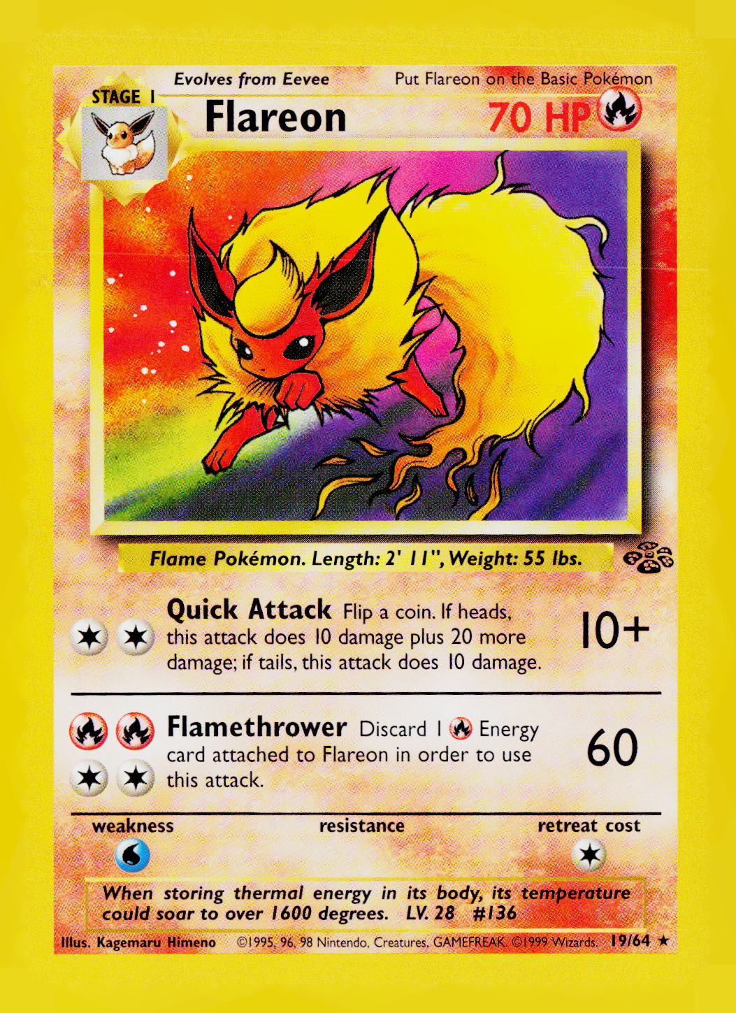 Flareon (19) Unlimited Jungle 19/64 NM