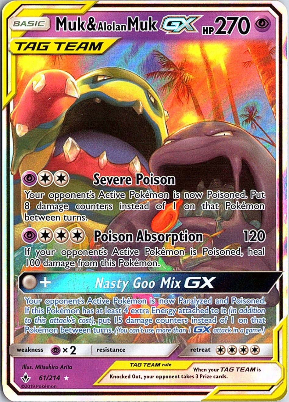 Muk & Alolan Muk GX Ultra Rare SM - Unbroken Bonds 61/214 NM