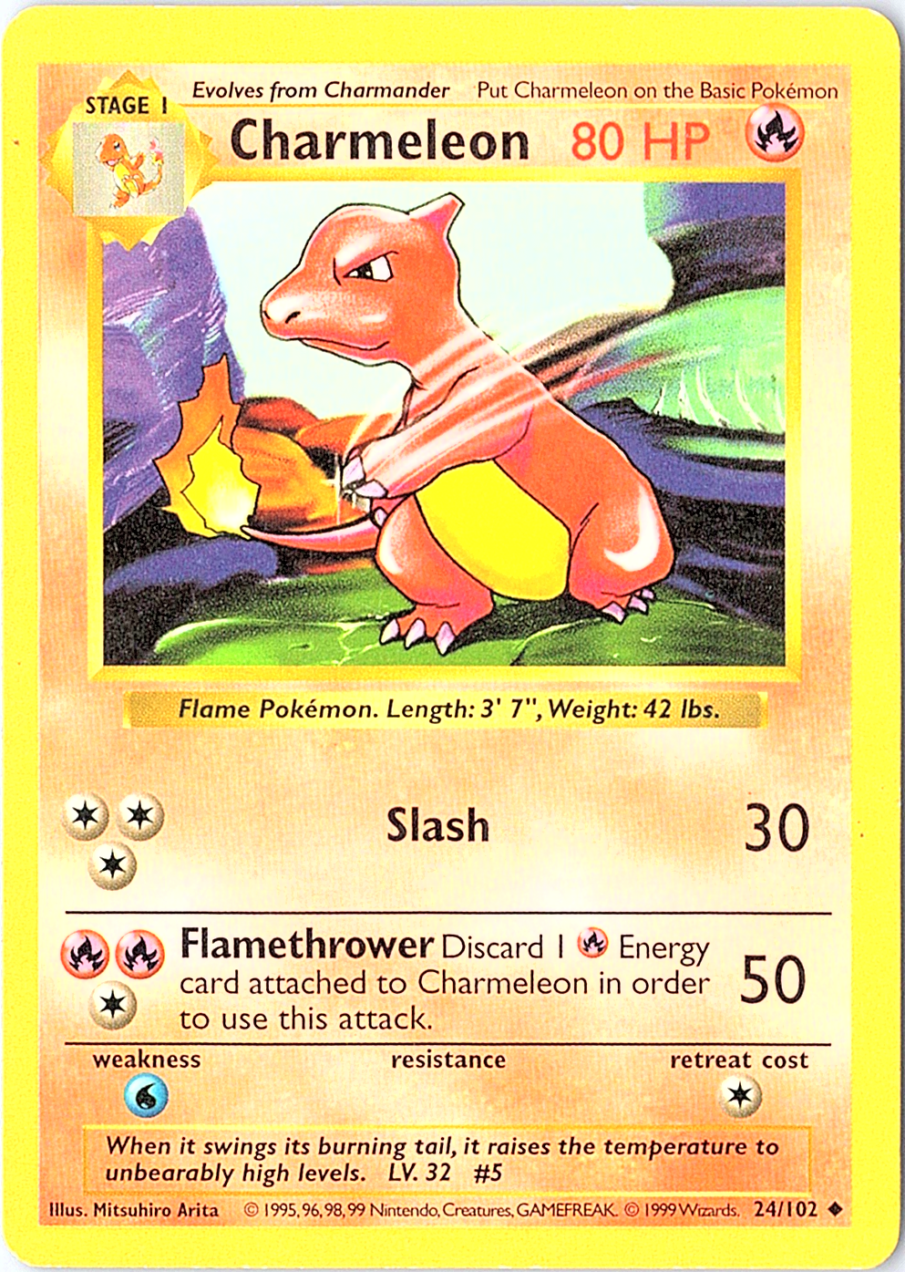 Charmeleon Uncommon Base Set (Shadowless) 024/102 LP