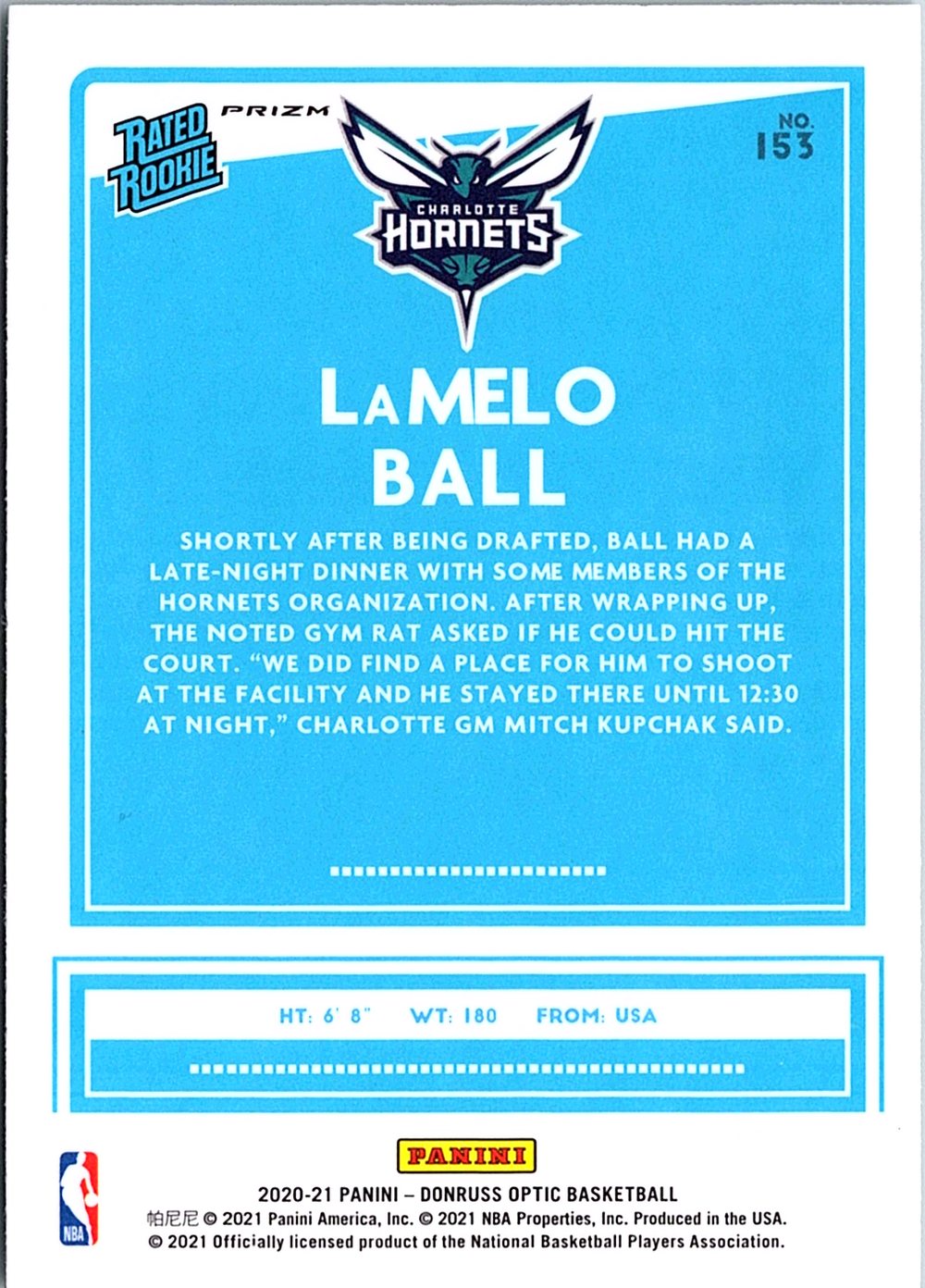 LaMelo Ball Donruss Optic - Green Pulsar 153 NM (Back)