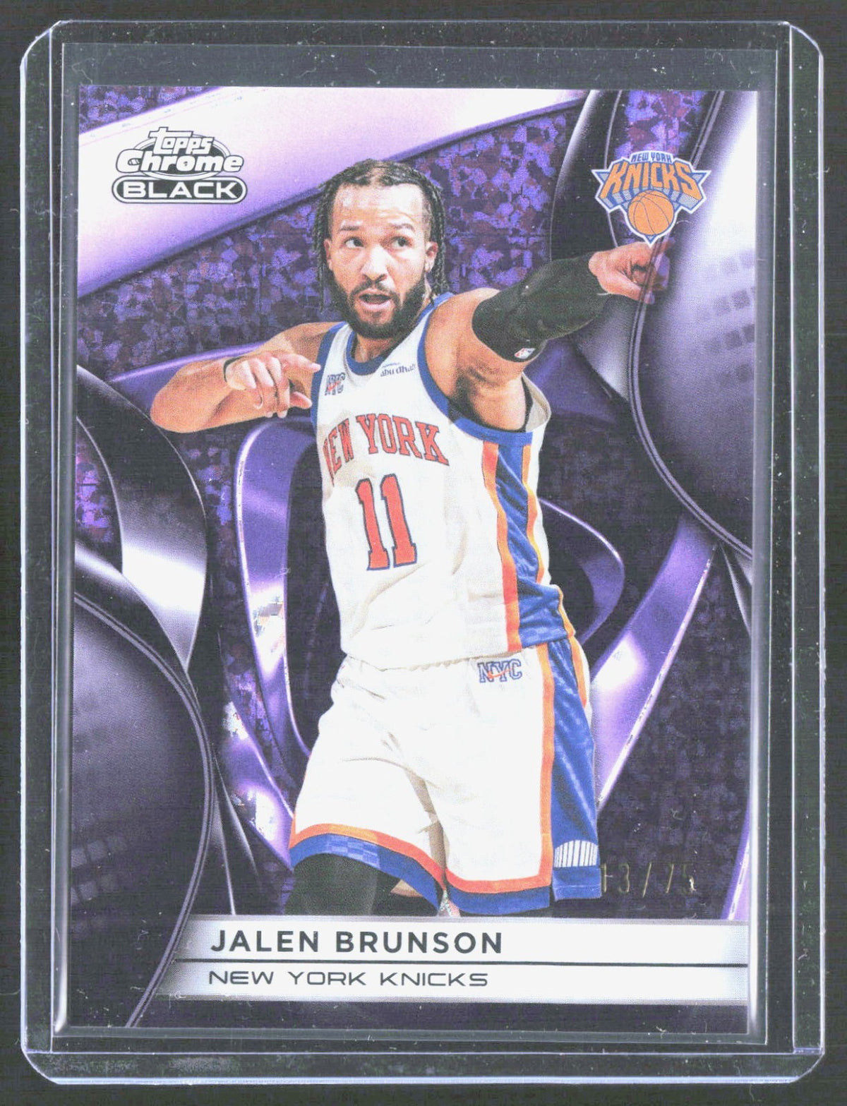 2025-26 Topps Chrome Black - Purple Refractor Jalen Brunson 28 /75   Knicks