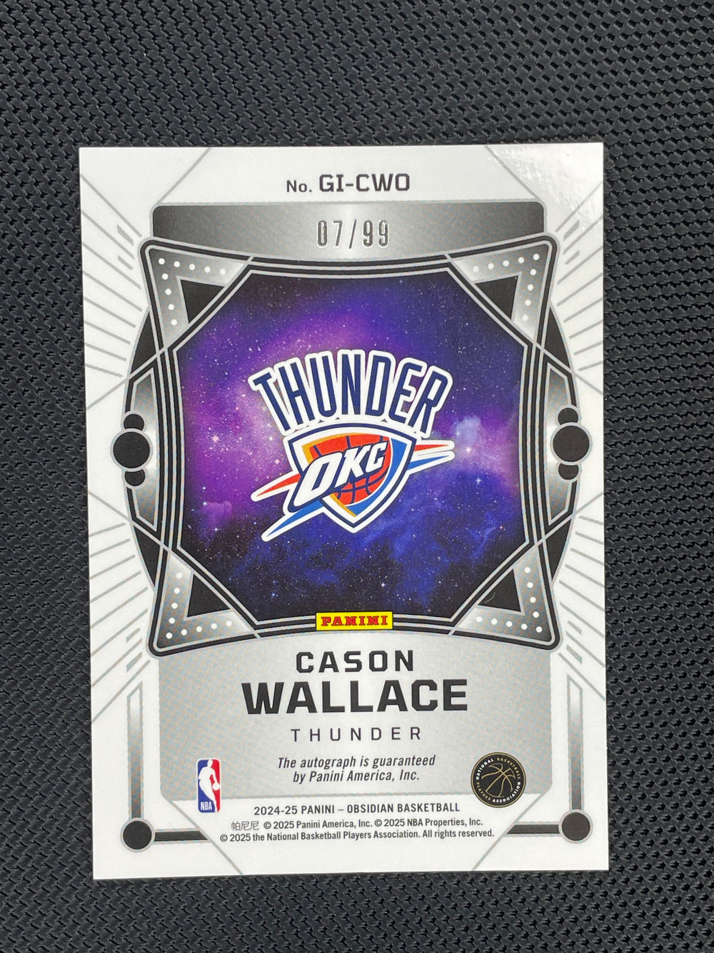 2024-25 Obsidian Cason Wallace Galaxy Ink Auto /99 (Back)