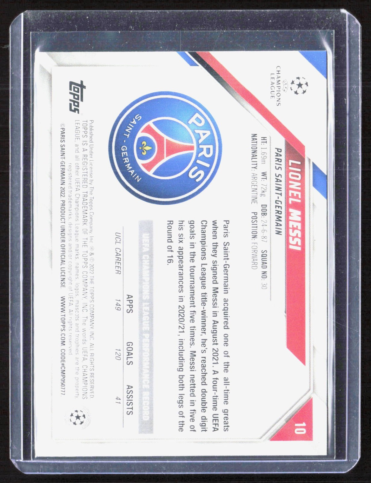 2021-22 Topps UEFA Champions League - Starball Foil Lionel Messi 10