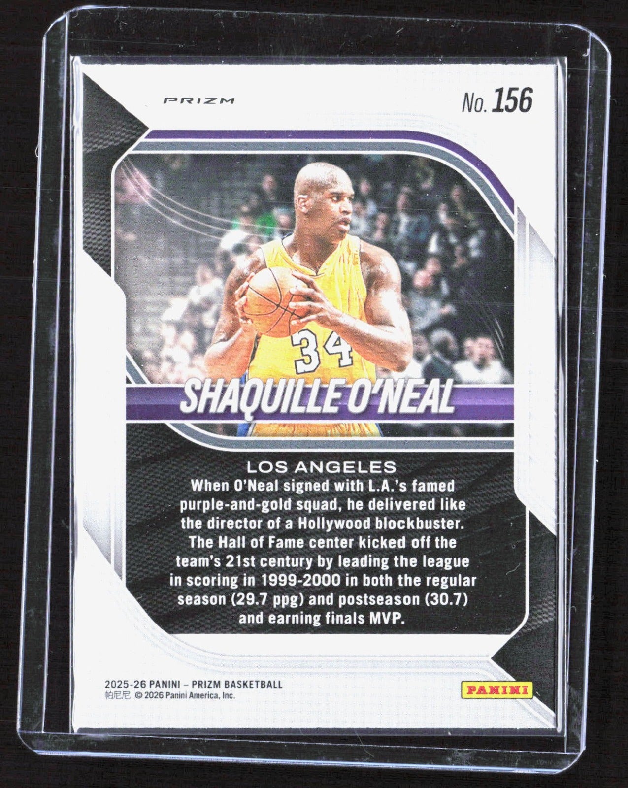 2025-26 Panini Prizm - Purple Wave Prizm Shaquille O'Nea Los Angeles Lakers