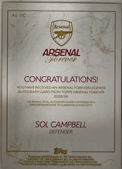 Sol Campbell Topps Forever Arsenal - Legend Autographs /75 AL-SC NM (Back)