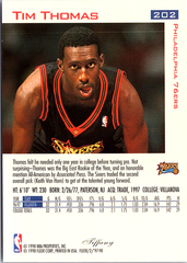 1997-98 Fleer Tim Thomas 202 Basketball Philadelphia 76ers (Back)
