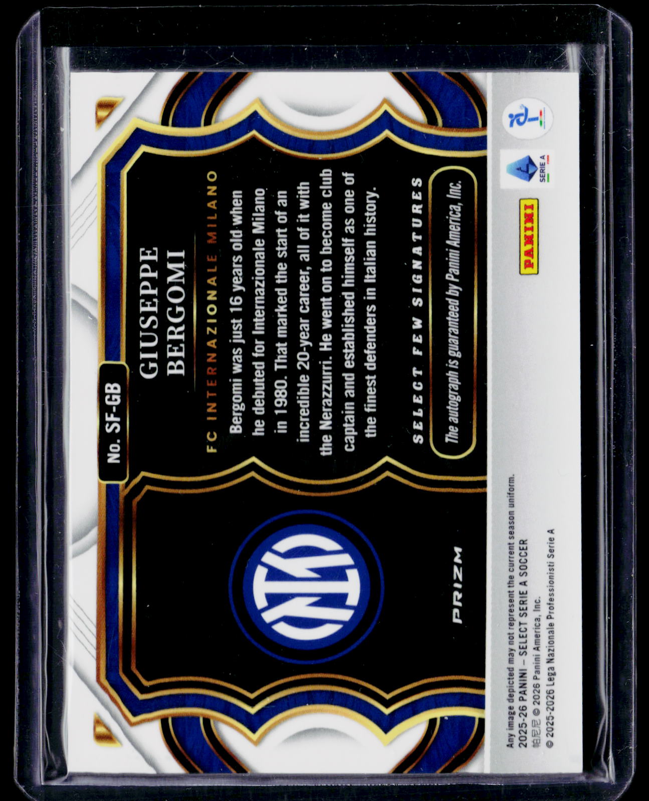 Giuseppe Bergomi Select Serie A - Select Few Signatures Peacock SF-GB NM