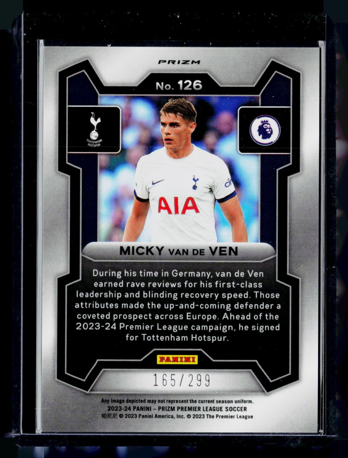 Micky van de Ven Panini Prizm Premier League - Blue 126 NM
