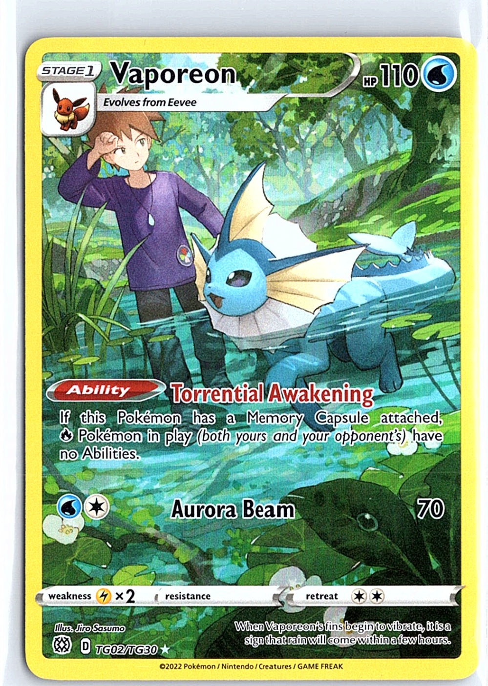 Vaporeon Ultra Rare SWSH09: Brilliant Stars Trainer Gallery TG02/TG30 NM